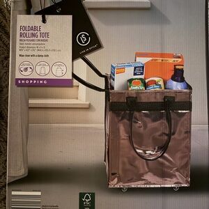 Aldi Foldable Rolling Tote - Rose Gold